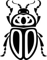Simple black and white element illustration of a beetle, perfect for tattoo designs, insect illustrations, and nature-themed projects vector