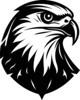 A bold and powerful black and white illustration of an eagle's head, perfect for use as a logo, tattoo design, or graphic element vector