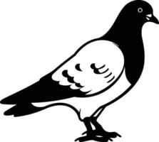 A simple, bold black and white silhouette of a pigeon, perfect for graphic design, website banners, and illustrations vector