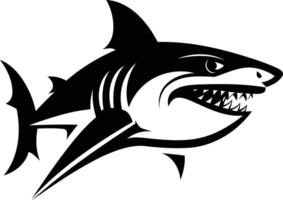A fierce black and white illustration of a shark, perfect for branding, logos, and designs with a strong, predatory aesthetic vector