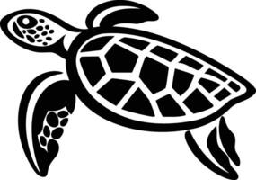 Simple, bold black and white silhouette of a sea turtle vector