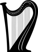A simple yet elegant silhouette of a harp, perfect for design projects related to music, celtic culture, or classical instruments vector