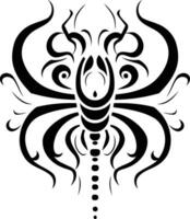 Black and white tattoo design, a complex, symmetrical pattern resembling an insect or a flower vector