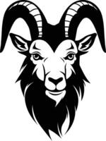 Black and white element illustration of a mountain goat head, perfect for logos, branding, and design projects vector
