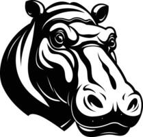 Powerful black and white element illustration of a hippopotamus head, perfect for tattoos, logos, or t shirt designs vector