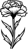 A simple yet elegant black and white illustration of a carnation flower, perfect for adding a touch of nature to your designs vector