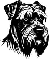 A striking black and white illustration of a miniature schnauzer, perfect for dog lovers, pet owners, and anyone looking for a simple yet impactful image vector