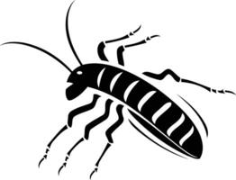 Stylized black and white illustration of a cockroach, perfect for adding a touch of insect themed design to your projects vector