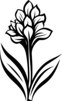 Elegant black and white illustration of a stylized flower with a simple yet beautiful design vector