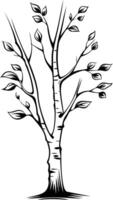 Simple black and white illustration of a tree with delicate branches and leaves, perfect for adding a touch of nature to your designs vector