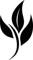 Simple black and white logo design featuring a stylized leaf motif vector