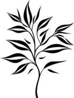 Simple yet elegant, this black and white silhouette of a leafy branch adds a touch of nature to any design vector