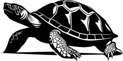 A striking silhouette of a turtle walking, perfect for adding a touch of nature to your designs vector
