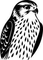 A bold and striking black and white illustration of a falcon, perfect for creating eye catching tattoos, apparel designs, or any project requiring a powerful and majestic bird motif vector