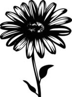 A simple, elegant black and white silhouette of a daisy, perfect for creating unique designs and adding a touch of floral beauty to your projects vector