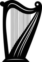 A simple yet elegant black and white illustration of a harp, perfect for musical projects, designs, and concepts vector