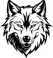 Fierce wolf head in black and white, a powerful symbol of strength, loyalty, and wild nature vector