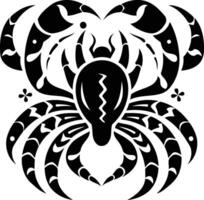 Bold black and white tribal spider tattoo design, perfect for use in design projects, social media, or as a standalone graphic vector