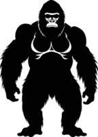 A powerful silhouette of a gorilla, standing tall and strong vector