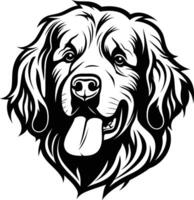 A bold, black and white illustration of a dog's head with a playful expression vector