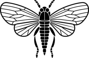 A striking silhouette of a moth, rendered in black and white vector