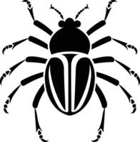 A simple, striking black and white illustration of a beetle with stylized, tribal inspired lines vector