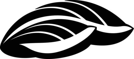 A simple, bold black and white illustration of a seashell, perfect for use in logo design, branding, or as a decorative element vector
