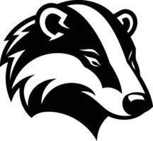 A bold, black and white illustration of a badger's head, ideal for logos, branding, or any design needing a strong, animalistic symbol vector
