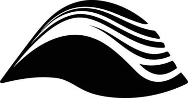 Abstract black and white logo design with a curved, wave like shape vector