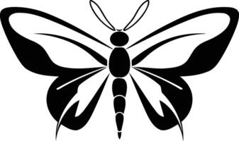 Simple black and white silhouette of a butterfly, perfect for design projects, tattoos, or branding vector