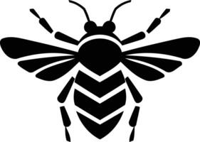 A simple, bold silhouette of a bee, perfect for logos, branding, and other design projects vector