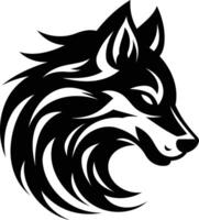 Bold and fierce, this tribal wolf head design is perfect for tattoos, apparel, and branding vector