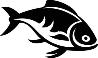 A stylized black and white illustration of a fish with a bold design, perfect for logos, branding, or fishing-related projects vector