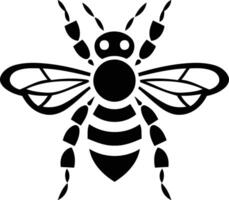 A bold and simple black and white illustration of a bee, perfect for branding, logos, or any project needing a touch of nature vector