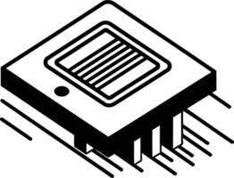 Isometric illustration of a microchip with a single contact point vector