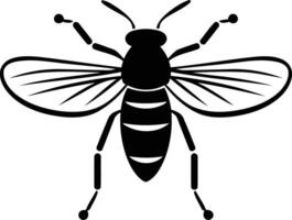 Simple black and white element illustration of a bee vector
