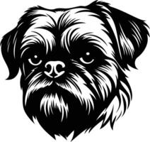 A bold and striking black and white illustration of a brussels griffon dog, perfect for pet related designs, logos, and branding vector