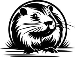 Black and white element illustration of a stylized gopher or groundhog vector