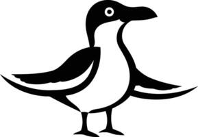 Simple black and white silhouette of a seagull, perfect for logos, branding, or illustrations vector
