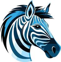 Bold and stylish blue zebra head, perfect for logo design, branding, and print projects vector