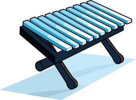 A simple, isometric illustration of a folding deck chair vector