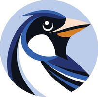 Modern, minimalist bird logo design, featuring a stylized blue jay with bold lines and vibrant colors vector