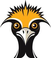 A bold and striking illustration of an emu's face, perfect for branding or mascot design vector