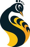 Abstract peacock logo with bold colors and a graceful design vector