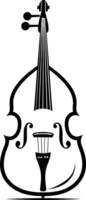 Simple yet elegant, this black and white illustration of a double bass is perfect for musical projects, websites, or branding vector