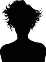 Silhouette of a woman with short, choppy hair vector