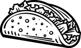 A simple line drawing of a delicious looking taco, perfect for use in cookbooks, recipe websites, or educational materials vector