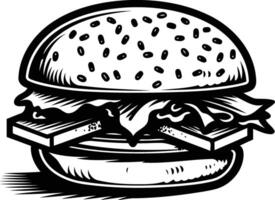 A classic, vintage style illustration of a delicious burger vector