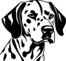A bold, black and white illustration of a dalmatian's head, perfect for t shirt designs, dog lover merchandise, or branding vector