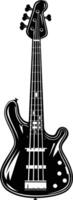 Black and white element illustration of an electric bass guitar vector